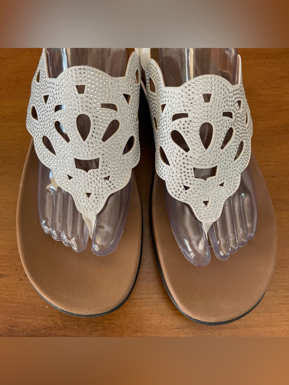 Rockport Ridge Sling Womens Sandals Sz 10 White Silver Bling Leather Laser Cut - Picture 10 of 14